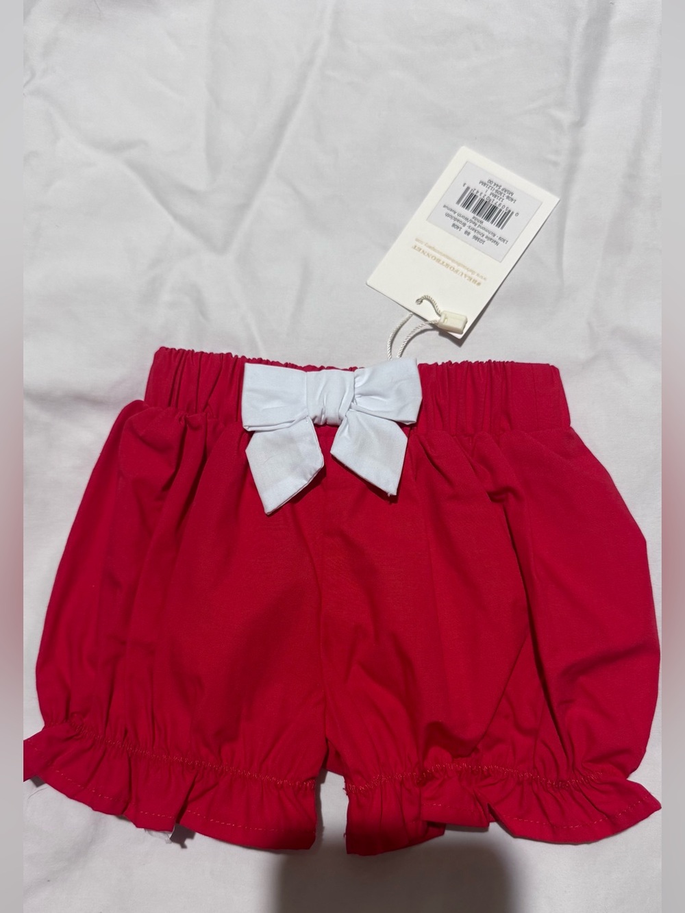 The Beaufort Bonnet Company Red Girls Shorts with White Bow